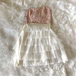 Teeze Me Pink Lace and Cream Tulle Dress Juniors Size 3
